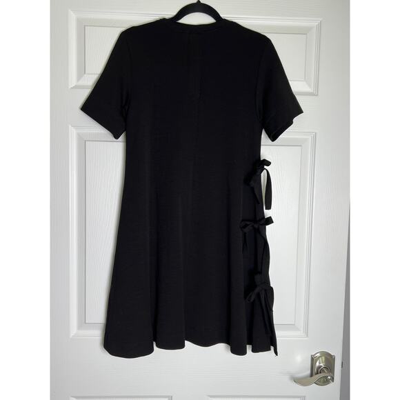 Proenzia Schouler Short Sleeve Side Bow Shift Dress Women's Size 0 Black Lined - Picture 4 of 7